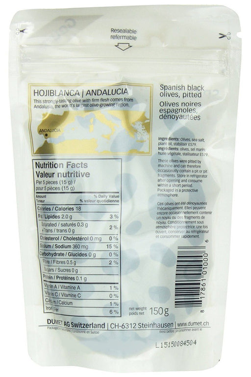 Dumet - Hojiblanca Spanish Black Pitted Olives, 150g