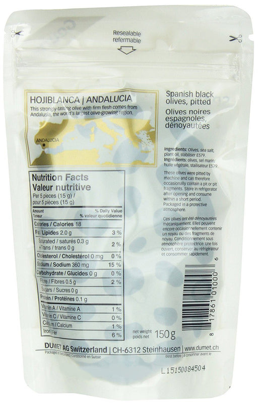 Dumet - Hojiblanca Spanish Black Pitted Olives, 150g