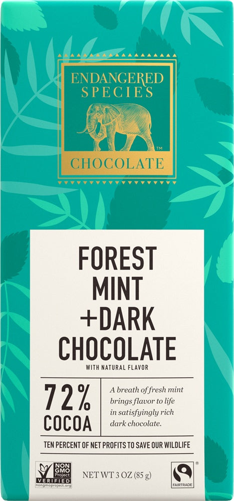 Endangered Species Chocolate - Dark Chocolate With Forest Mint, 85g