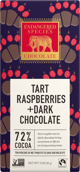 Endangered Species Chocolate - Dark Chocolate with Raspberries, 85g