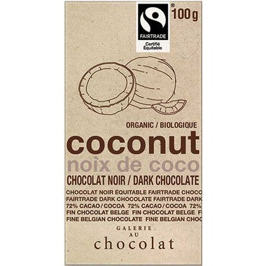 Galerie au Chocolat - Coconut Dark Chocolate Bar, 100g