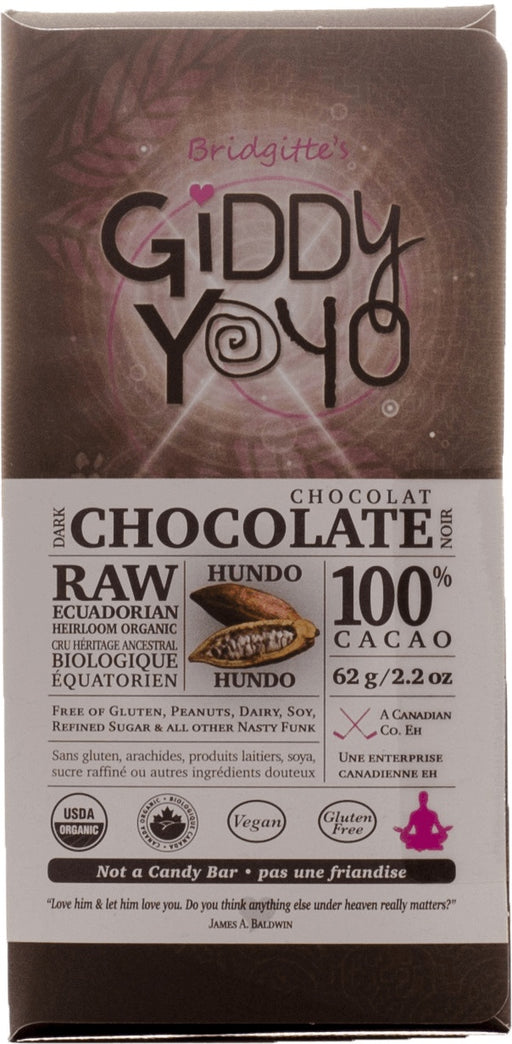Giddy Yoyo - 100% Raw Dark Chocolate, 62g