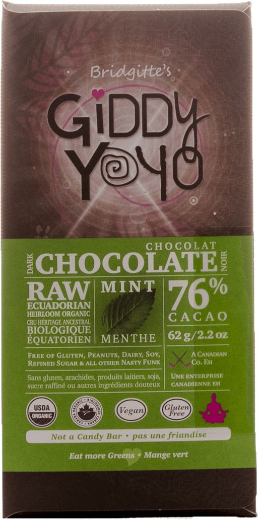 Giddy Yoyo - Mint 76% Chocolate Bar, 62g