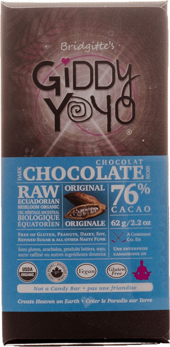 Giddy Yoyo - Original 76% Chocolate Bar, 62g