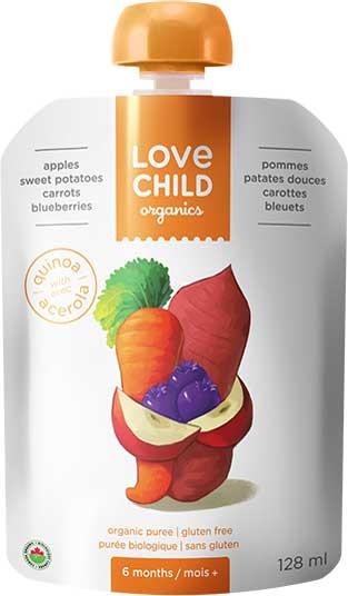 Love Child - Super Blends- Apples, Sweet Potatoes, Carrots, and Blueberries - 128mL
