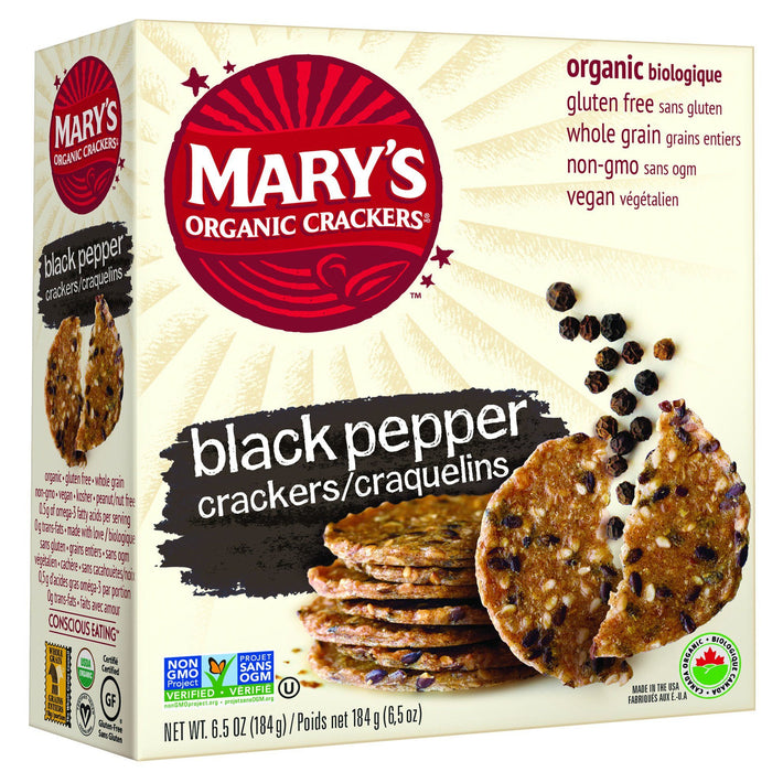 Mary's Organic - Organic Black Pepper Crackers, 184g