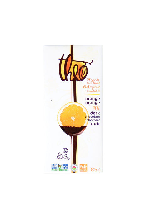 Theo - Dark Chocolate Orange, 85g