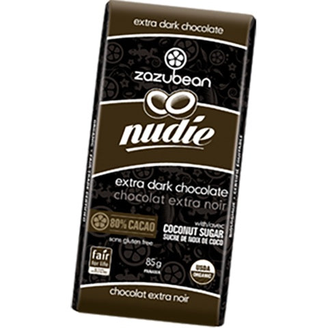 Zazubean Organic Chocolate - Nudie - Extra Dark With coconut Sugar, 85g