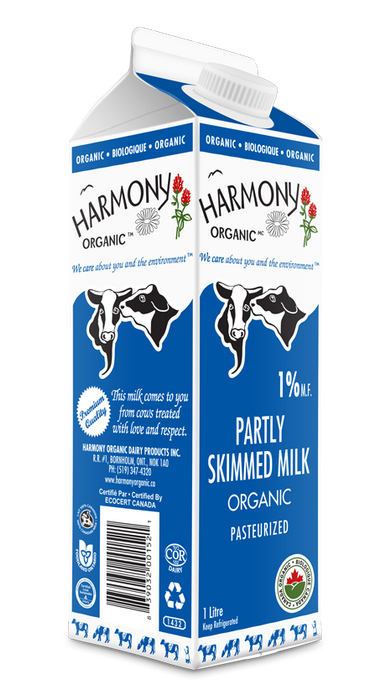 Harmony Organic - Organic 1% Partly Skimmed Milk, 1L