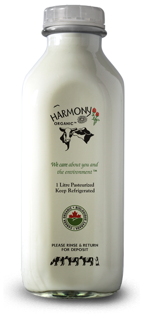 Harmony Organic - Organic 1% Partly Skimmed Milk, 1L Glass Bottle