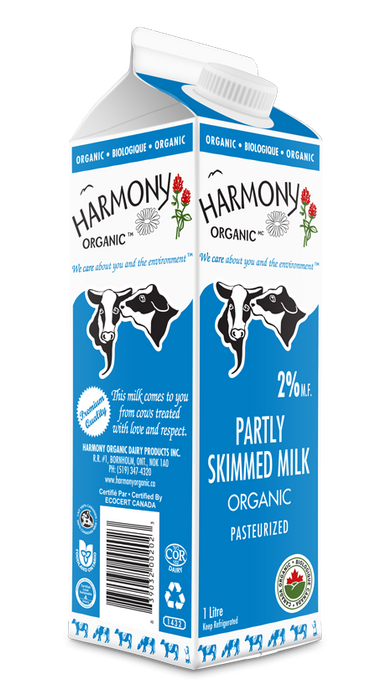 Harmony Organic - Organic 2% Partly Skimmed Milk, 1L