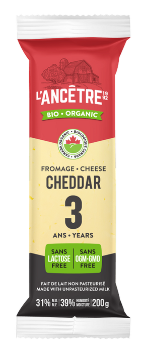 L'Ancetre - Organic 3 Year Old Cheddar Unpasteurized, 200g