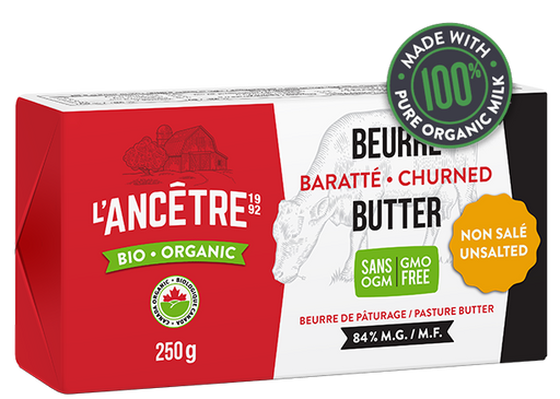L'Ancetre - Organic Unsalted Butter 84% M.F., 250g