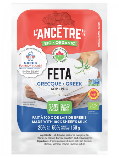 L'Ancetre - Organic Sheep's Milk Feta Cheese, 150g
