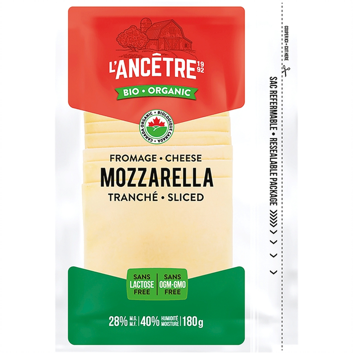 L'Ancetre - Organic Sliced Mozzarella 28% M.F., 180g