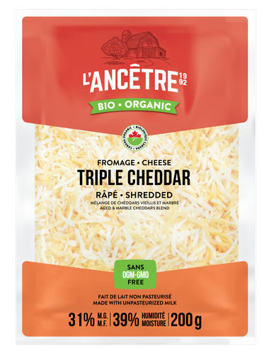 L'Ancetre - Organic Triple Cheddar Cheese Blend Shredded, 200g