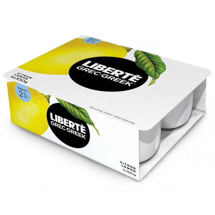 Liberté - Lemon Greek Yogurt 2%, 4x100g