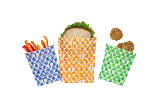 BeeBagz - Reusable Beeswax Food Bags, Lunch Pack, 3 Pieces