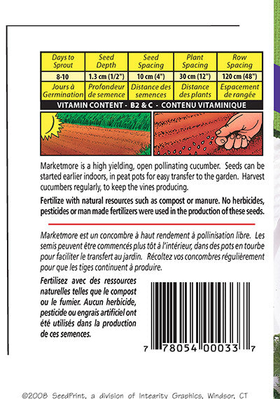 McKenzie Seeds - Organic Cucumber Marketmore Seeds