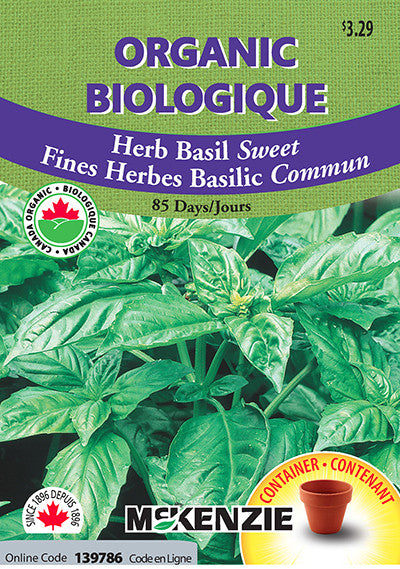 McKenzie Seeds - Sweet Basil Herb Organic Seeds