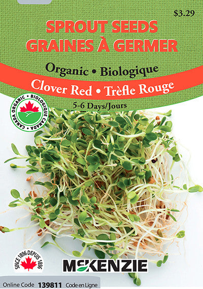McKenzie Seeds - Organic Red Clover Sprout Seeds
