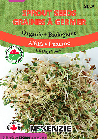 McKenzie Seeds - Organic Alfalfa Sprout Seeds