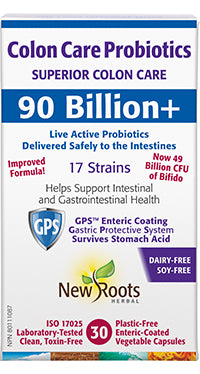New Roots Herbal - Colon Care Probiotics Superior Colon Care 90 Billion+, 30 Vegetable Capsules