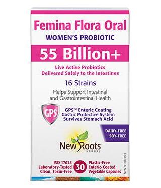 New Roots Herbal - Femina Flora Oral Women's Probiotic 55 Billion+, 30 Vegetable Capsules