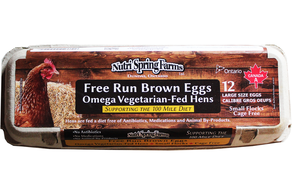 Nutri Spring Farms - Free Run Brown Eggs Omega Vegetarian-Fed Hens, 12 Eggs