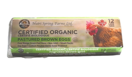 Nutri Spring Farms - Organic Pastured Large Brown Eggs, 12 Eggs