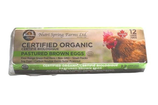 Nutri Spring Farms - Organic Pastured Large Brown Eggs, 12 Eggs