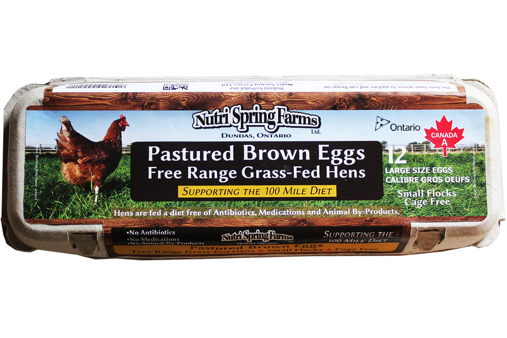 Nutri Spring Farms -Pastured Brown Eggs, Free Range, Grass Fed Hens, 12 Eggs