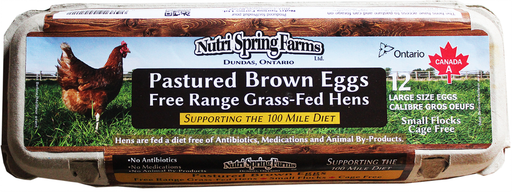 Nutri Spring Farms -Pastured Brown Eggs, Free Range, Grass Fed Hens, 12 Eggs