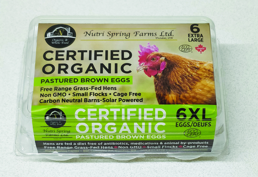 Nutri Spring Farms -Pastured Brown Eggs, Free Range, Grass Fed Hens, 6 Extra Large Eggs
