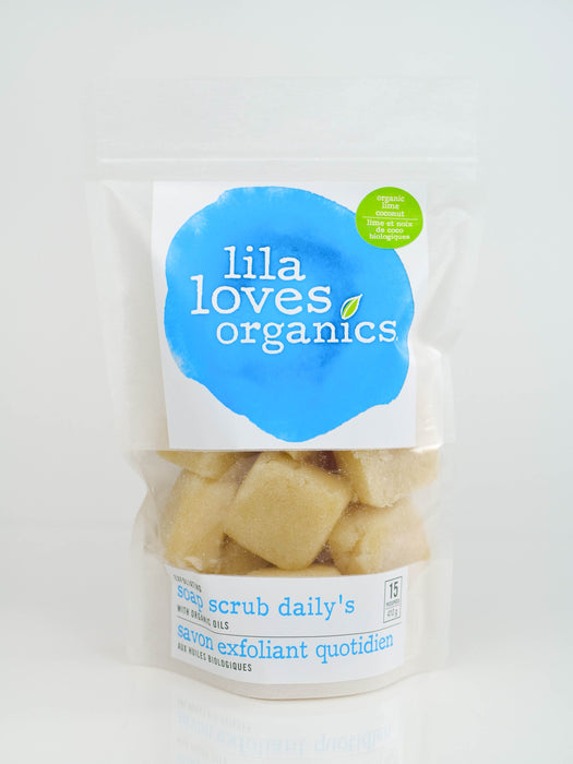 Lila Loves Organics Inc. - Exfoliating Scrub Cubes with Organic Oils, Lime Coconut, 15 pack - 410 g