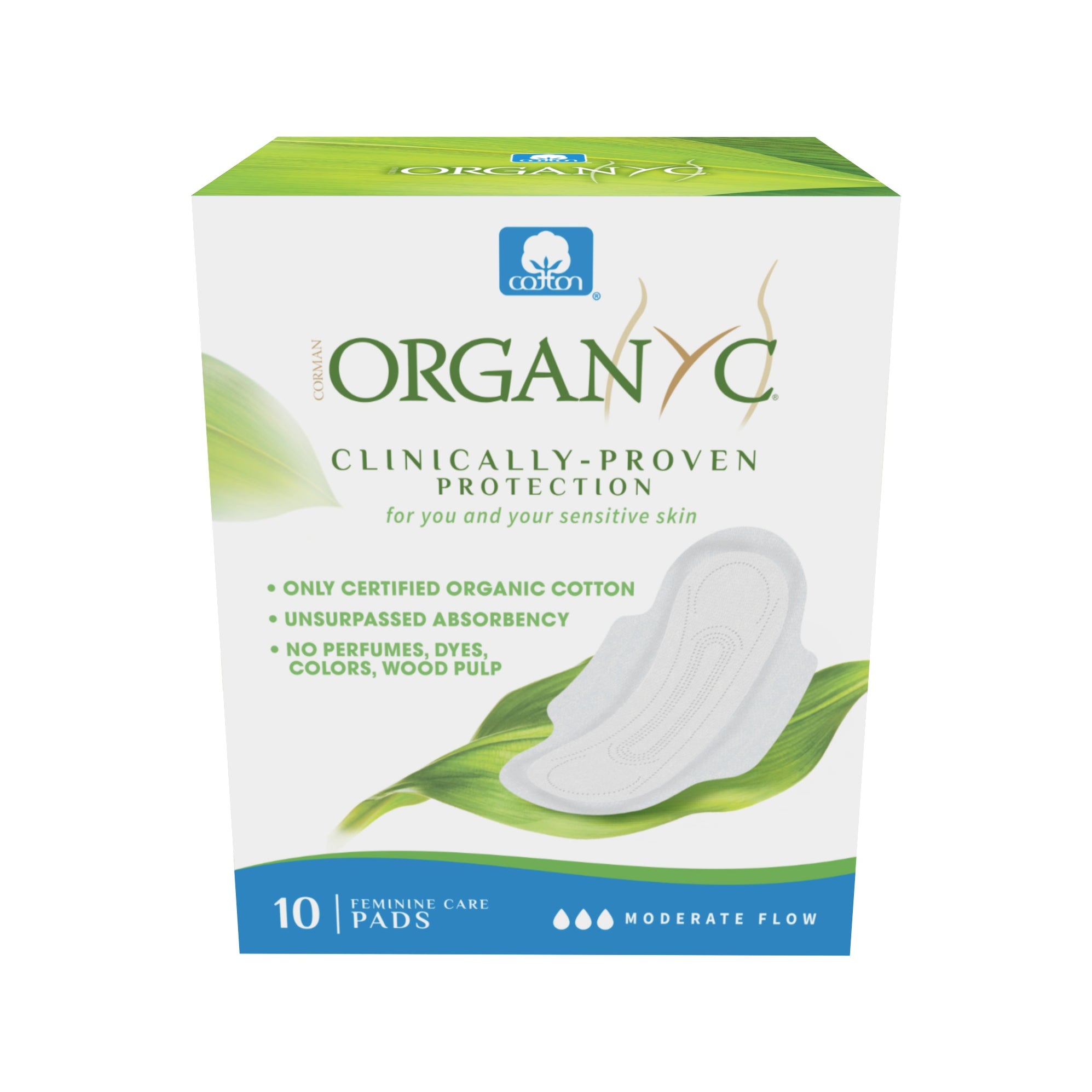Organyc - Organic Cotton Pantyliner - Moderate, Box of 10 — Goodness Me!