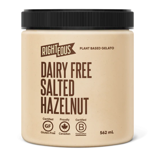 Righteous - Dairy Free Salted Hazelnut Plant Based Gelato, 562ml
