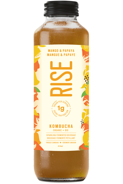 Rise Kombucha - Low Sugar Mango & Papaya, 414ml