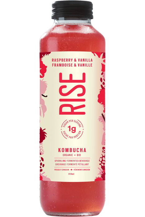 Rise Kombucha - Low Sugar Raspberry & Vanilla, 414ml