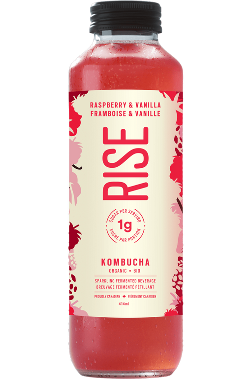 Rise Kombucha - Low Sugar Raspberry & Vanilla, 414ml