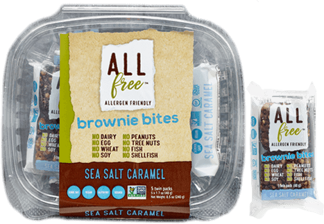 All Free - Brownie Bites, Sea Salt Caramel, 5 x 48g