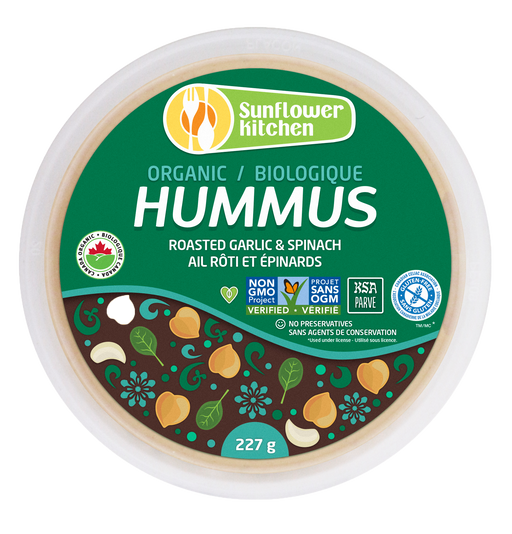 Sunflower Kitchen - Organic Roasted Garlic & Spinach Hummus, 227g