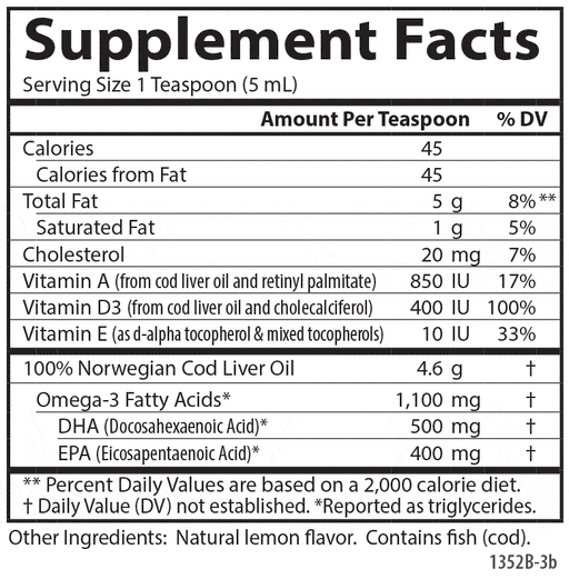 Carlson - Norwegian Cod Liver Oil Lemon, 250 ml