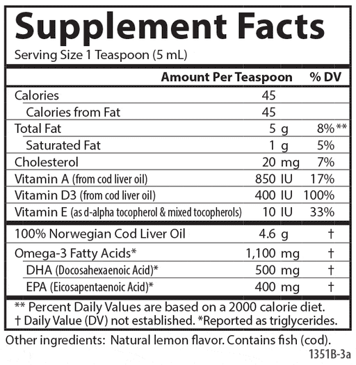 Carlson - Norwegian Cod Liver Oil Lemon, 500 ml