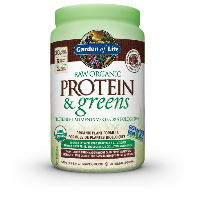 Garden of Life - Raw Organic Protein & Greens, Chocolate, 610g
