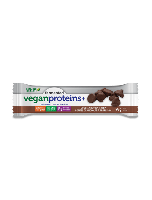 Genuine Health - Fermented Vegan Proteins+ Bar - Double Chocolate Chip, 55g