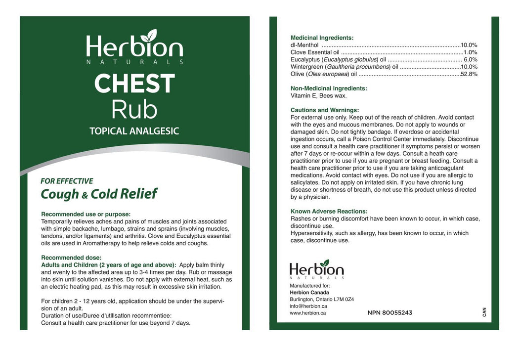 Herbion - All Natural Chest Rub, 100g