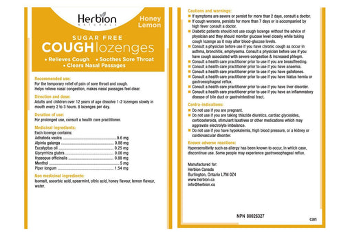 Herbion - Honey Lemon Lozenge, 18 lozenges