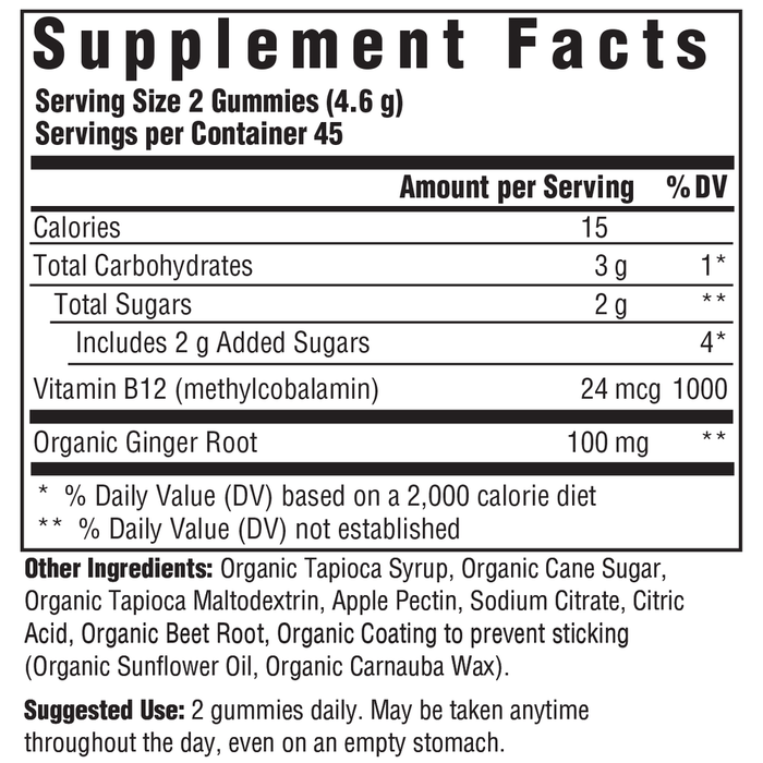 Mega Food -  Vitamin B12 Energy, Ginger Gummy, 70 count