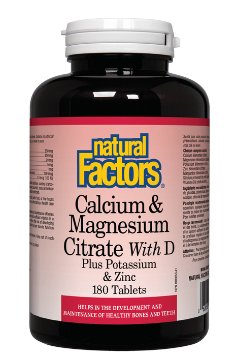 Natural Factors - Cal & Mag Citrate + D, 180 tablets